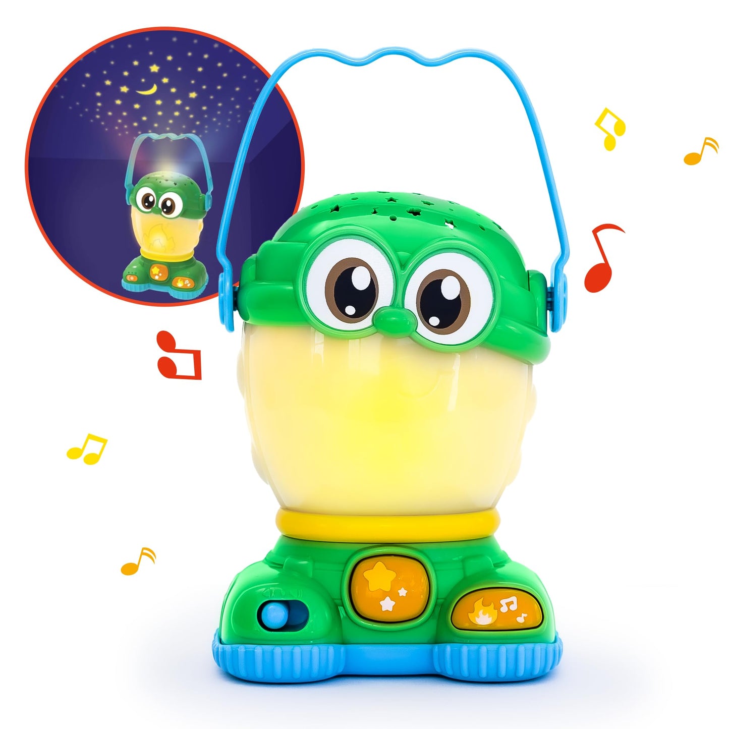Kids Camping Lantern Night Light Star Projector w/ Soothing Sounds – Mini, Small & Toddler-Friendly Lantern Toy – Perfect Light-Up Toy for Babies 6 Months & Up