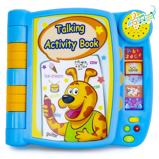 Talking Activity Book for 2 Years Old & Up - Sound Book with 5 Learning Activities Including Letters, Numbers, Quiz Game & Memory Match - Interactive Books for Babies with Fun Sound and Melodies