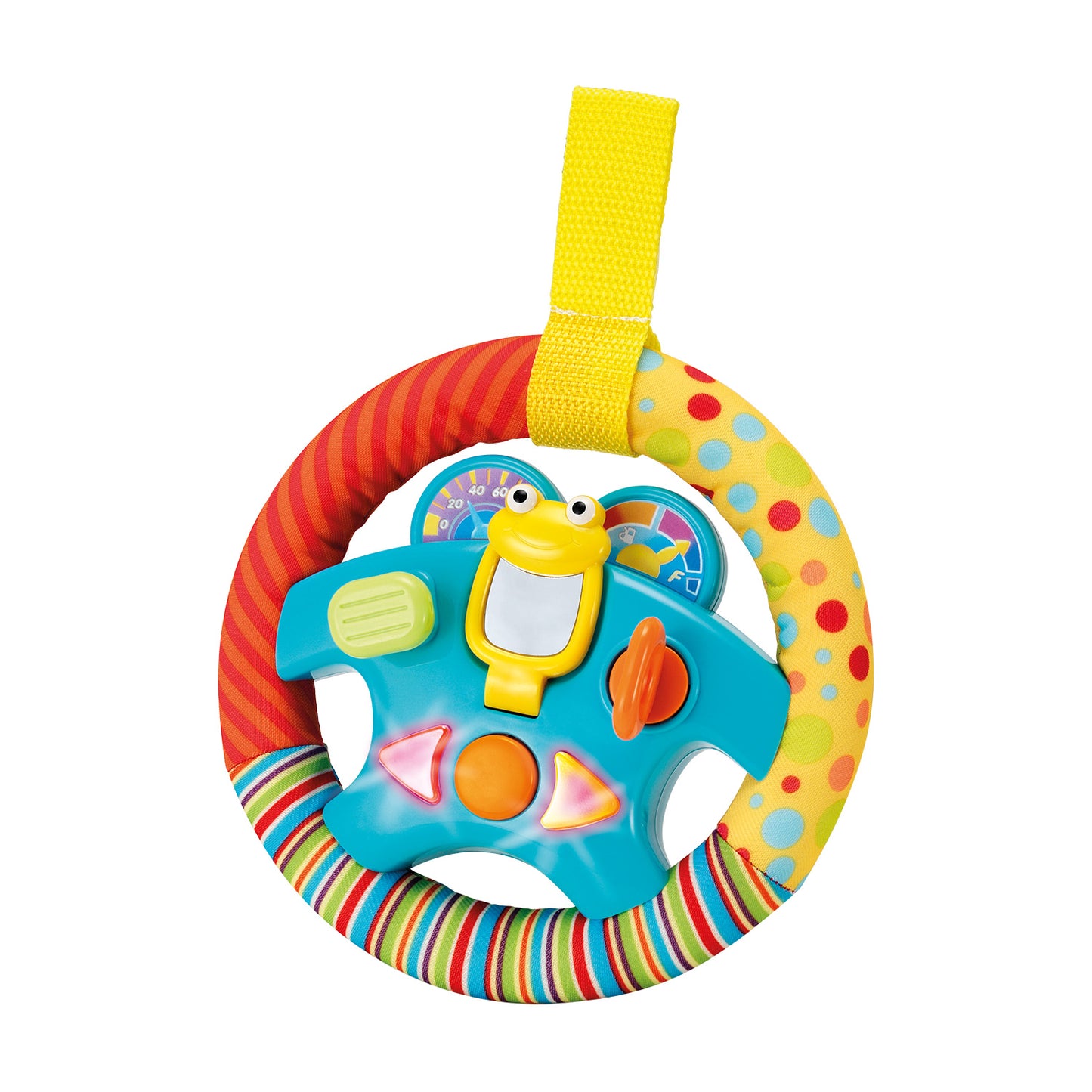 KiddoLab Steering Wheel Toy with Music,Lights,Sounds & Flip Up Mirror - Crib & Stroller Toys with Soft Fabric and Velcro Tap for Easy Attachment. Car Seat Toys for Babies and Toddlers. Ages 3 Months+