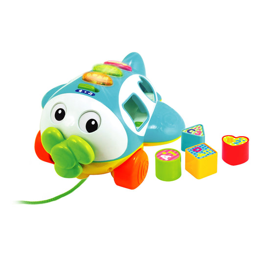 Musical Shape Sorter Plane, Pull-Along Toy - Talking and Singing Airplane Toy with Music for Toddlers and Kids, Ages 12 Months+