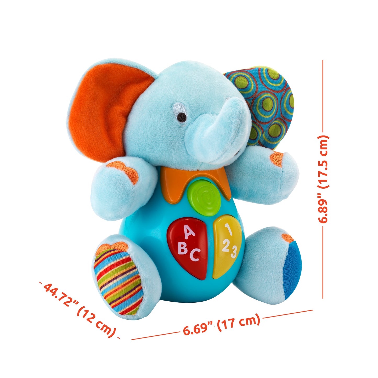 KiddoLab Plush Elephant Baby Toys - Musical Stuffed Animals with 3 Light-Up Buttons, 4 Children's Nursery Songs & Sound Effects - Soft Learning Toy for 3 Months & Olds Infants, Babies & Toddlers