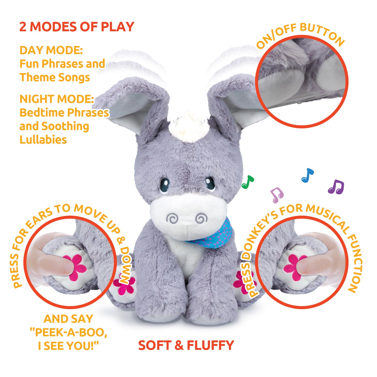 Peek-A-Boo Plush Donkey: Interactive Baby Toy for 6 Months+