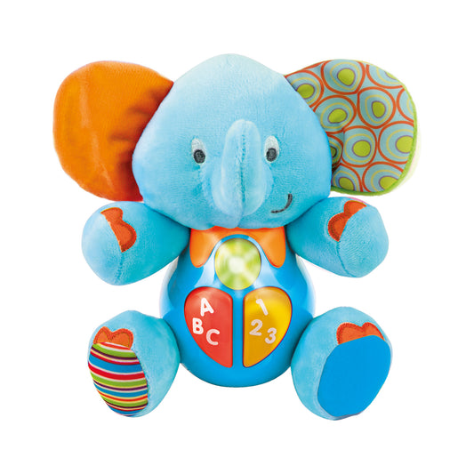 KiddoLab Plush Elephant Baby Toys - Musical Stuffed Animals with 3 Light-Up Buttons, 4 Children's Nursery Songs & Sound Effects - Soft Learning Toy for 3 Months & Olds Infants, Babies & Toddlers