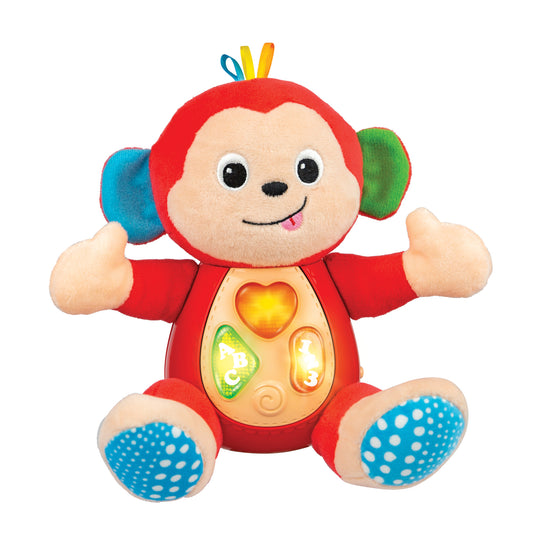 KiddoLab Musical Monkey Plush Toy - Soft Stuffed Animal with Light-Up Buttons and Melodic Nursery Songs for 3+ Month Old Babies