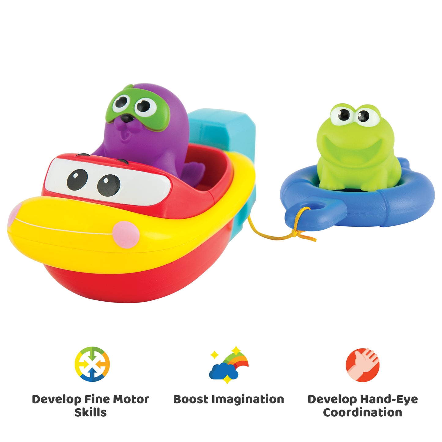 KiddoLab Bath Boat Toys for Toddlers - Pull and Go Toy Boat for Pool Playtime Floating Accessories - Bathtub Toys for 1,2,3 Years Old Babies and Kids.