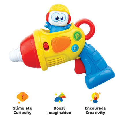 Kiddolab The Little Builder Drill - Kids Musical Spinning Drill Toy with Easy to Press Button, Flashing Lights - Toddler Power Tools with Music & Robot Builder Figure - Gift for Babies Age 6 Months Up