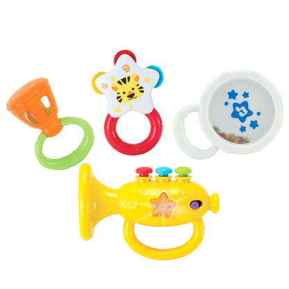 KiddoLab Musical Instruments Set with an Electronic Trumpet and Rattles for Babies. Toddler Learning Toys for Early Development. First Infant Music Toy for 3 to 18 Months Old