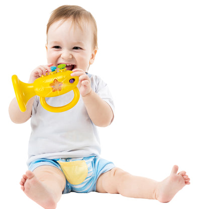 KiddoLab Musical Instruments Set with an Electronic Trumpet and Rattles for Babies. Toddler Learning Toys for Early Development. First Infant Music Toy for 3 to 18 Months Old