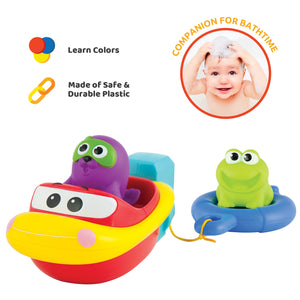 KiddoLab Bath Boat Toys for Toddlers - Pull and Go Toy Boat for Pool Playtime Floating Accessories - Bathtub Toys for 1,2,3 Years Old Babies and Kids.