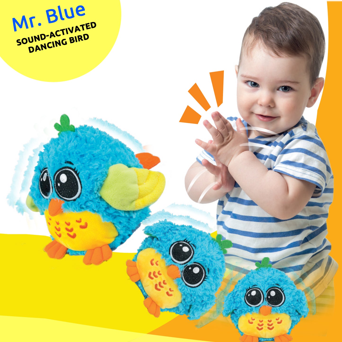 KiddoLab 'Mr. Blue': Singing & Dancing Bird Toy for Babies 6 Months+