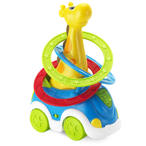 KiddoLab Catch Me Ring Toss Giraffe - Musical Moving Animal Toy with 3 Rings, Children's Songs, Flashing Lights, 2 Play Modes - Tossing Game Activity for Young Kids, Toddlers Ages 18 Months Old & Up